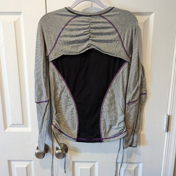 Lucy Women's Lucy Tech Activewear Top Black & White Striped Size Med - Picture 2 of 6